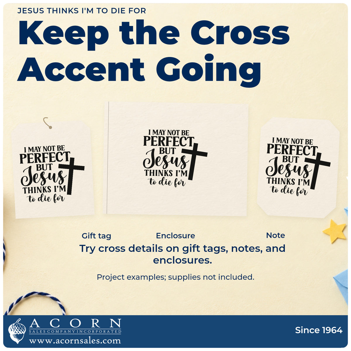 Three project examples made with the Jesus Thinks I'm To Die For Stamp – Self-Inking, including self-worth notes.