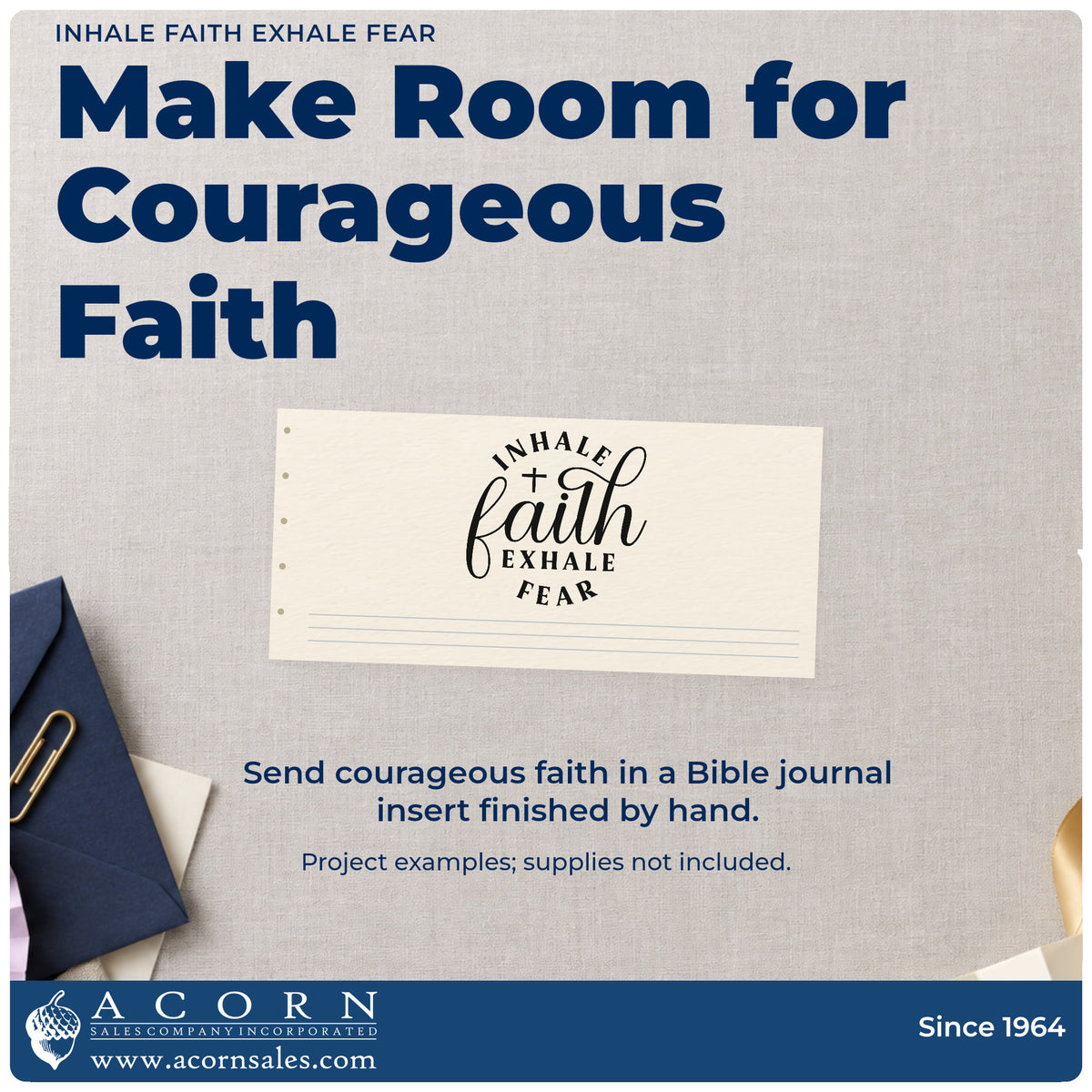 A finished handmade project stamped with the Inhale Faith Exhale Fear Rubber Stamp – Duo Hand, ideal for yoga mat tags.