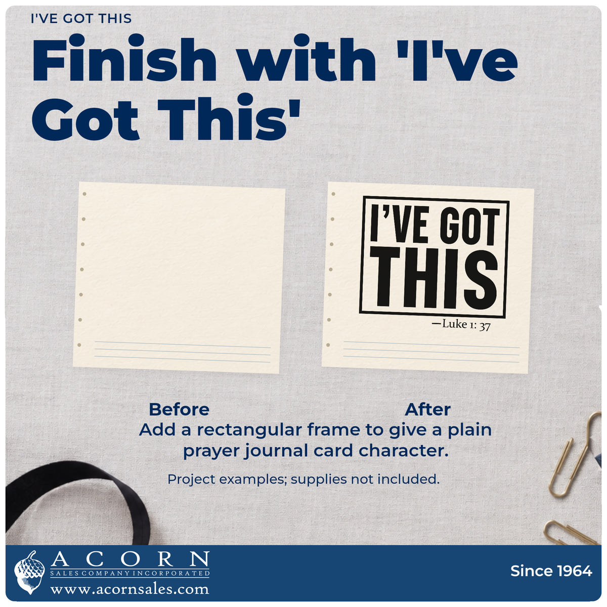 Before and after of a plain item finished with the I've Got This Frame Accent Craft Stamp – Self-Inking, a quick upgrade for nurse graduation gifts.