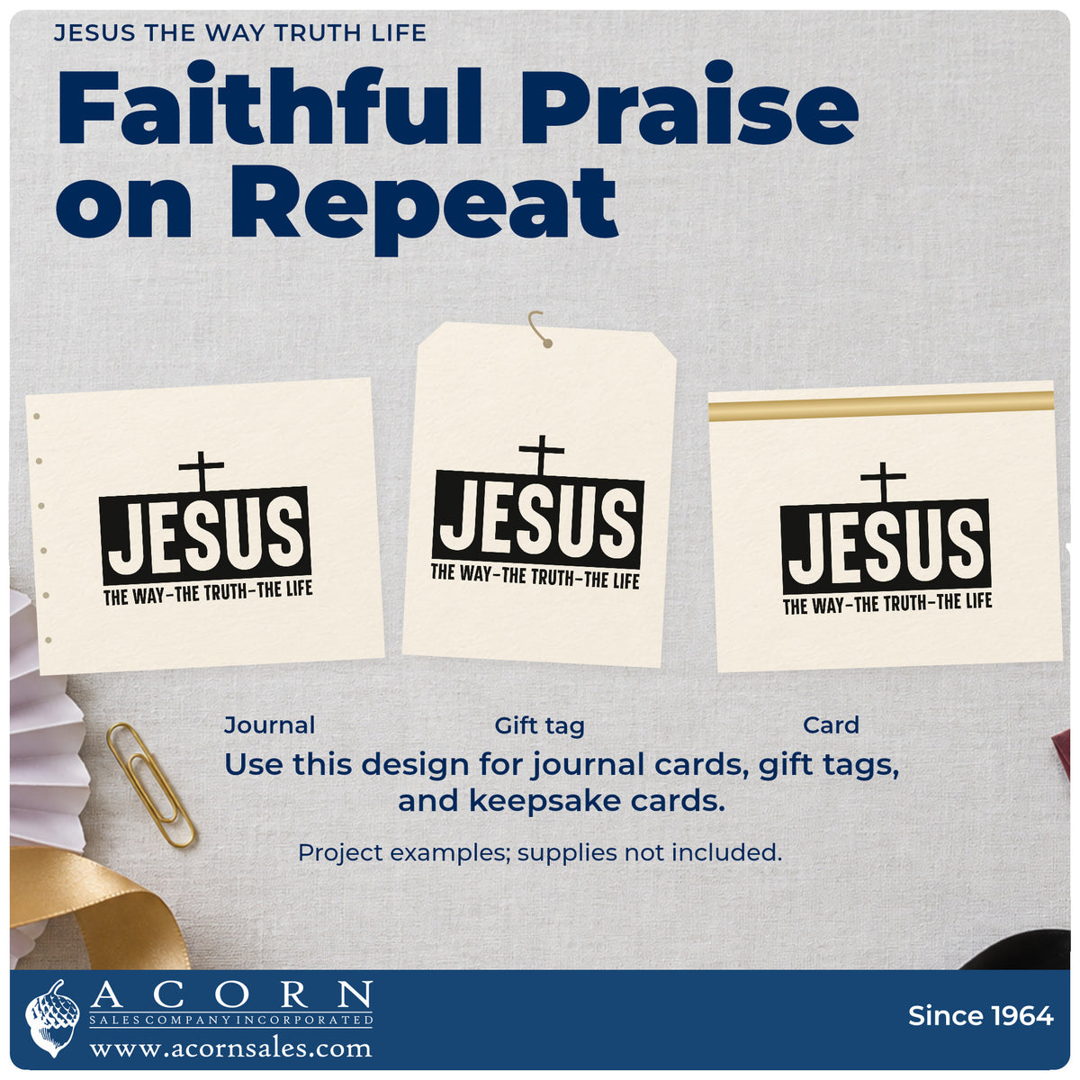 Three project examples made with the PSI Pre-Inked Jesus The Way Truth Life With Cross Stamp, including testimony pages.