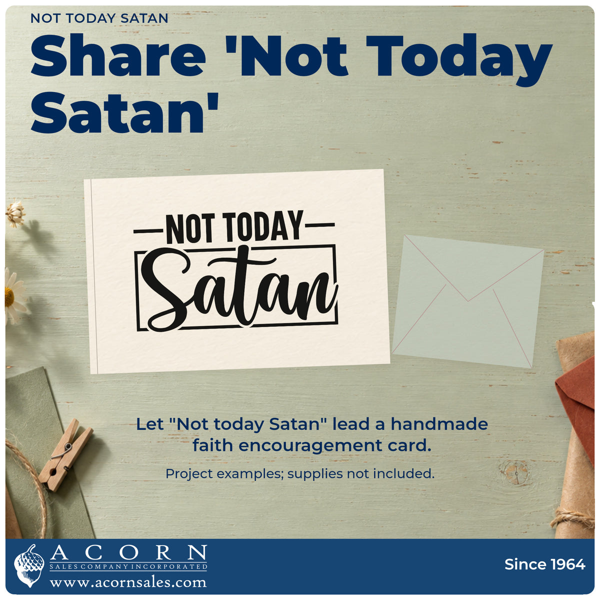 A finished handmade project stamped with the Not Today Satan Premium Wooden Stamp - Vintage Pro, ideal for chemo day tags.