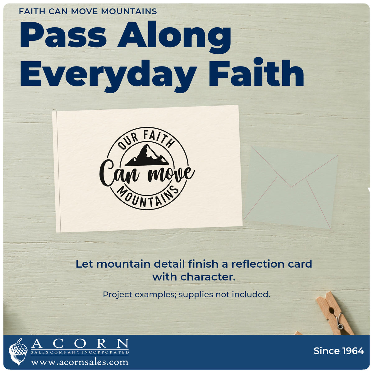 A finished handmade project stamped with the Our Faith Can Move Mountains Circular Layout Stamp - Premium Vintage Pro Wooden, ideal for church campaign signs.
