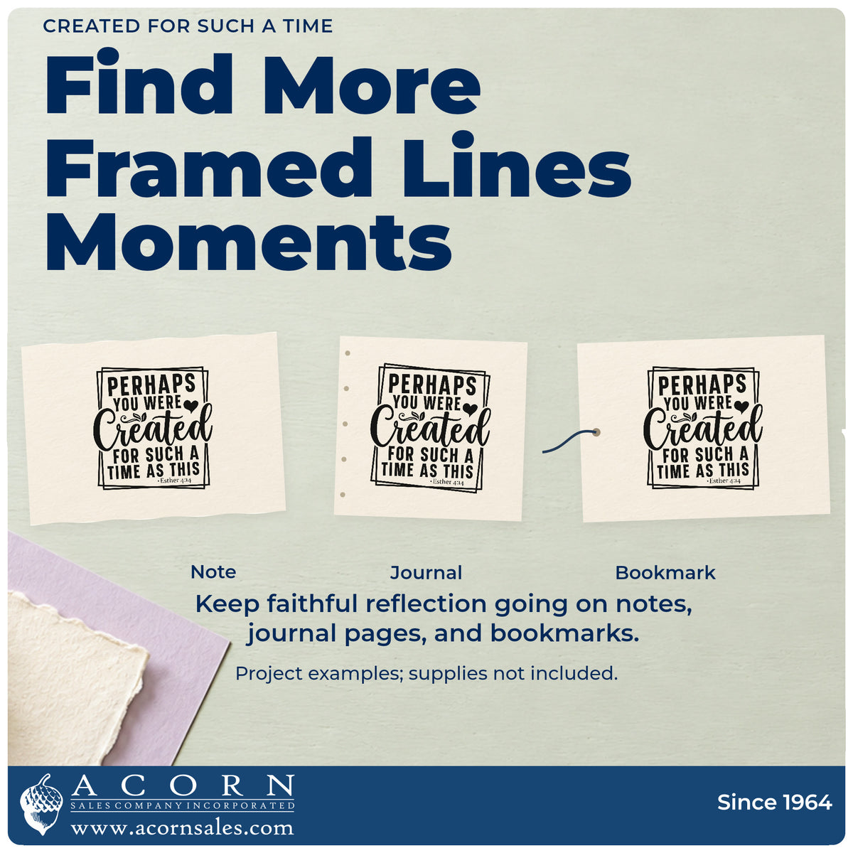 Three project examples made with the Created For Such A Time PSI Pre-Inked Stamp, including calling scrapbooks.