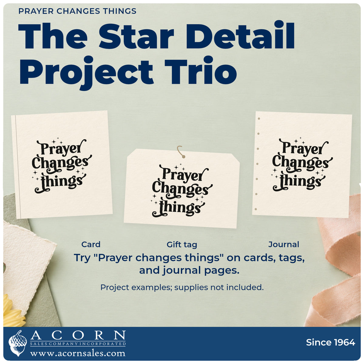 Three project examples made with the Premium Wooden Prayer Changes Things With Sparkles Stamp - Vintage Pro, including answered prayer pages.