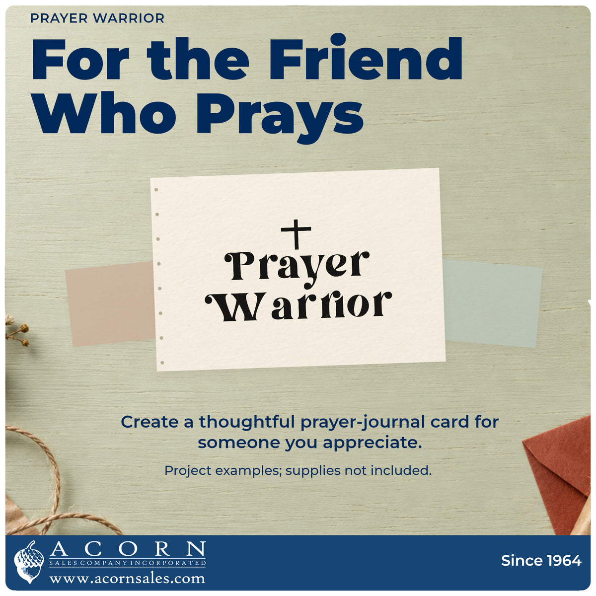 A finished handmade project stamped with the Prayer Warrior Cross Accent Pre-Inked Stamp – PSI, ideal for intercessor gifts.