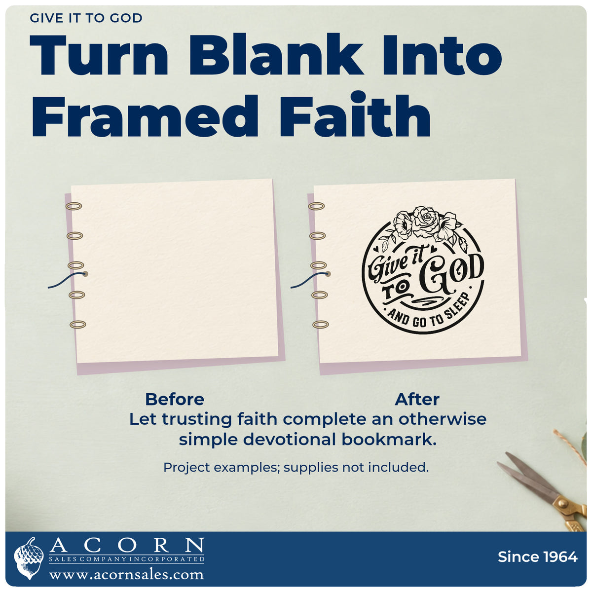 Before and after of a plain item finished with the Give It To God Stamp - Premium Vintage Pro Wooden, a quick upgrade for canvas pillow covers.