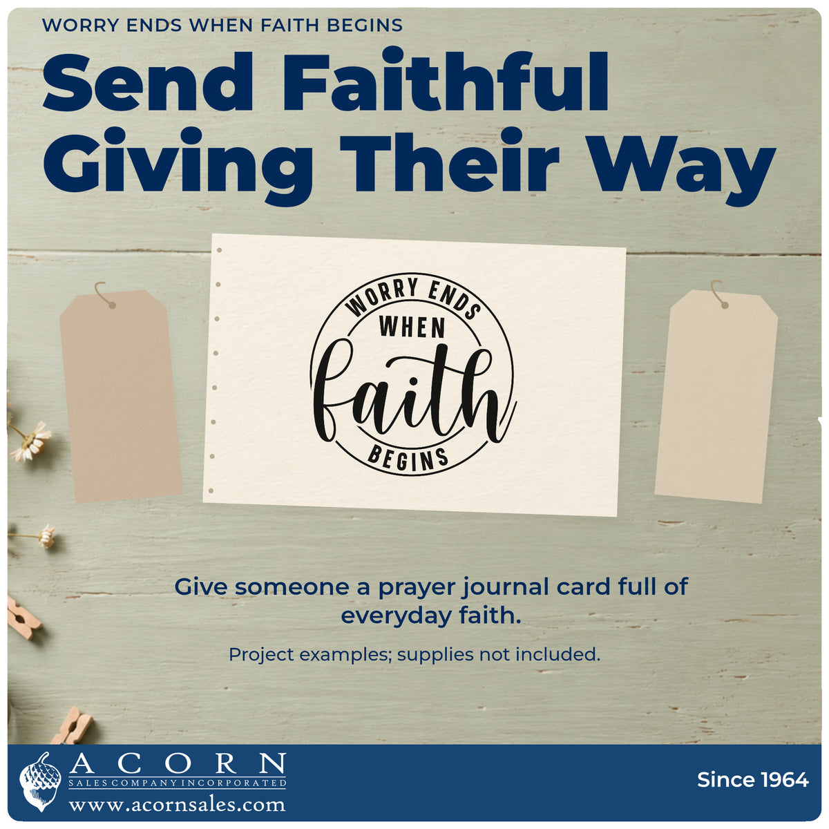 A finished handmade project stamped with the Worry Ends When Faith Begins Hand Stamp – Duo, ideal for anxiety support notes.