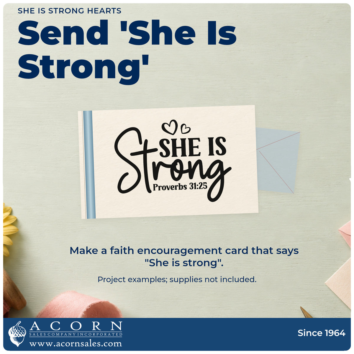 A finished handmade project stamped with the She Is Strong Hearts Pre-Inked Stamp – PSI, ideal for mother's day gifts.