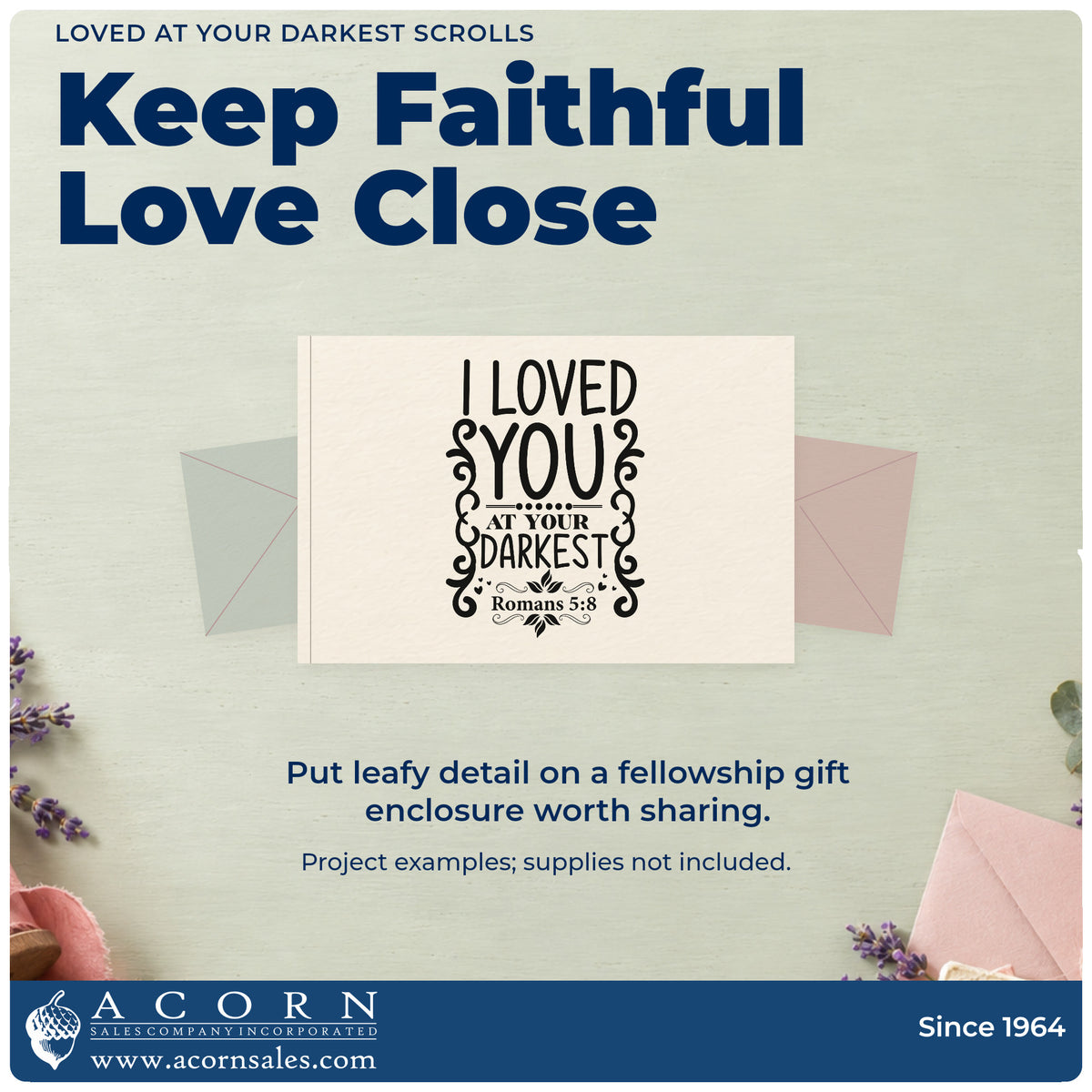 A finished handmade project stamped with the Loved At Your Darkest Scrolls Rubber Stamp – Wood Handle, ideal for recovery milestones.