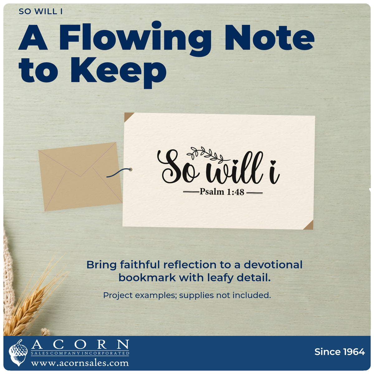 A finished handmade project stamped with the So Will I Botanical Sprig Hand Stamp – Duo, ideal for worship team gifts.