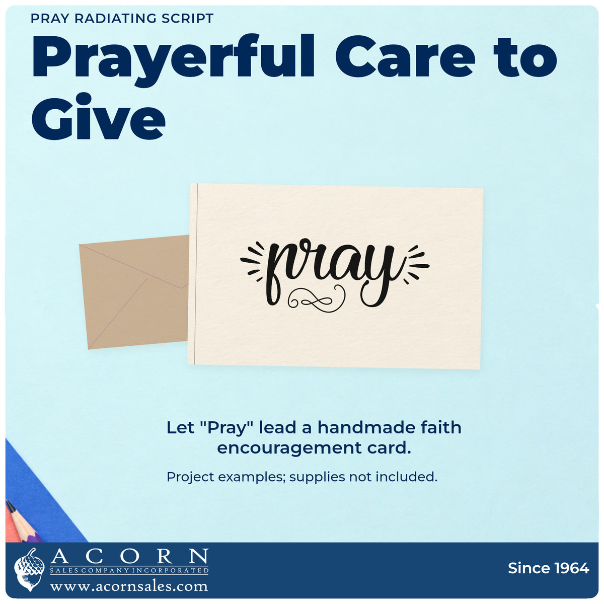 A finished handmade project stamped with the Pray Radiating Script Lettering Stamp - Premium Vintage Pro Wooden, ideal for prayer request cards.