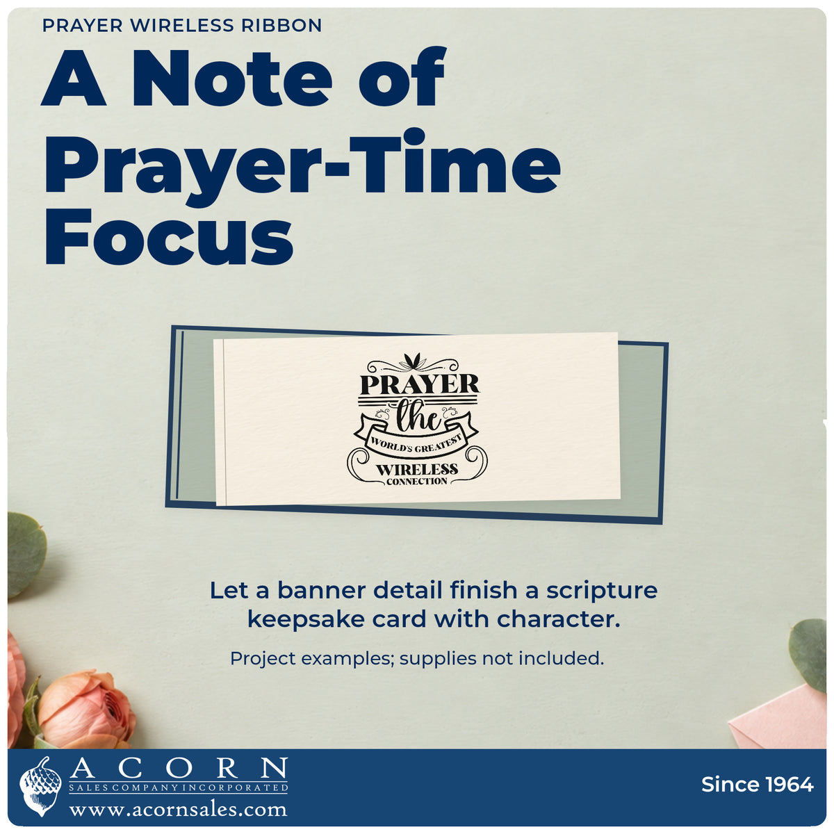 A finished handmade project stamped with the Prayer Wireless Ribbon Lettering Flourish PSI Pre-Inked Stamp, ideal for it department gifts.