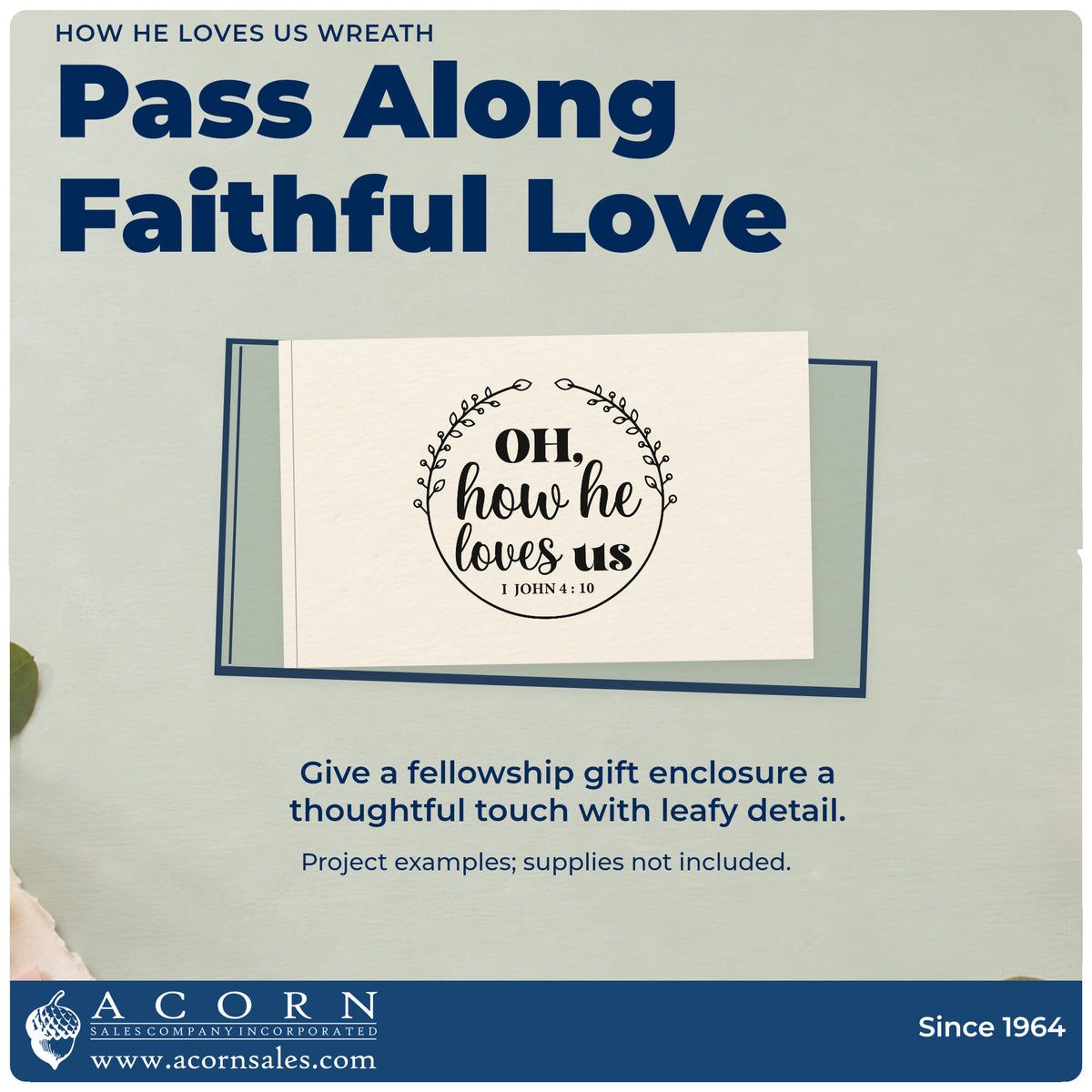A finished handmade project stamped with the Oh, How He Loves Us Slim Pre-Inked Stamp, ideal for wedding favor tags.