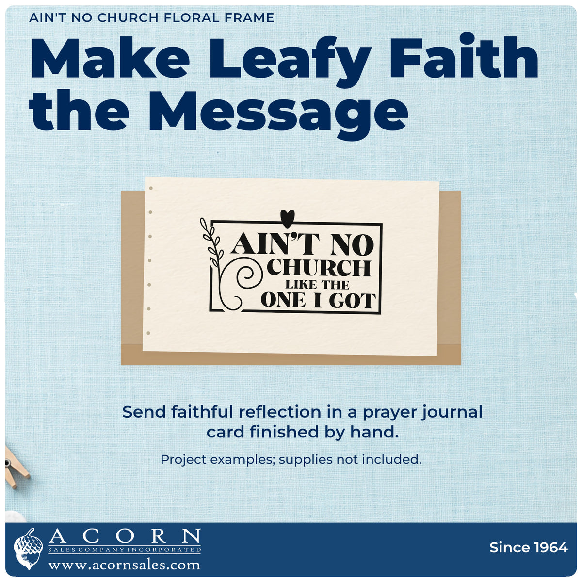 Finished handmade project created with the Ain't No Church Leafy Frame Stamp – PSI Pre-Inked.