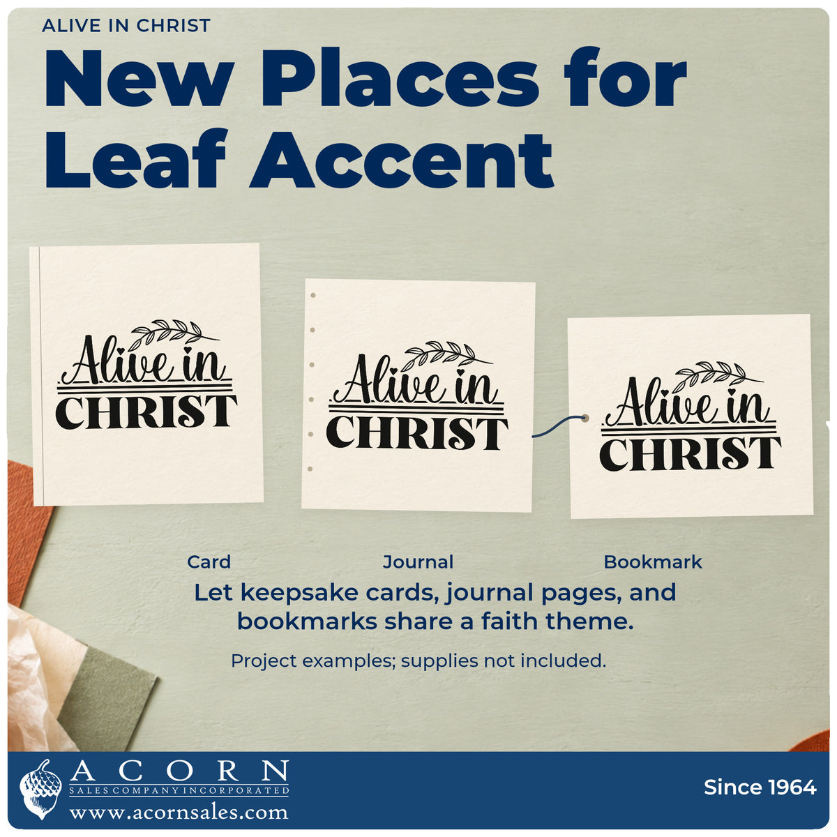 Three project examples made with the Alive In Christ Leaf Accents Hand Stamp – Duo, including resurrection pages.