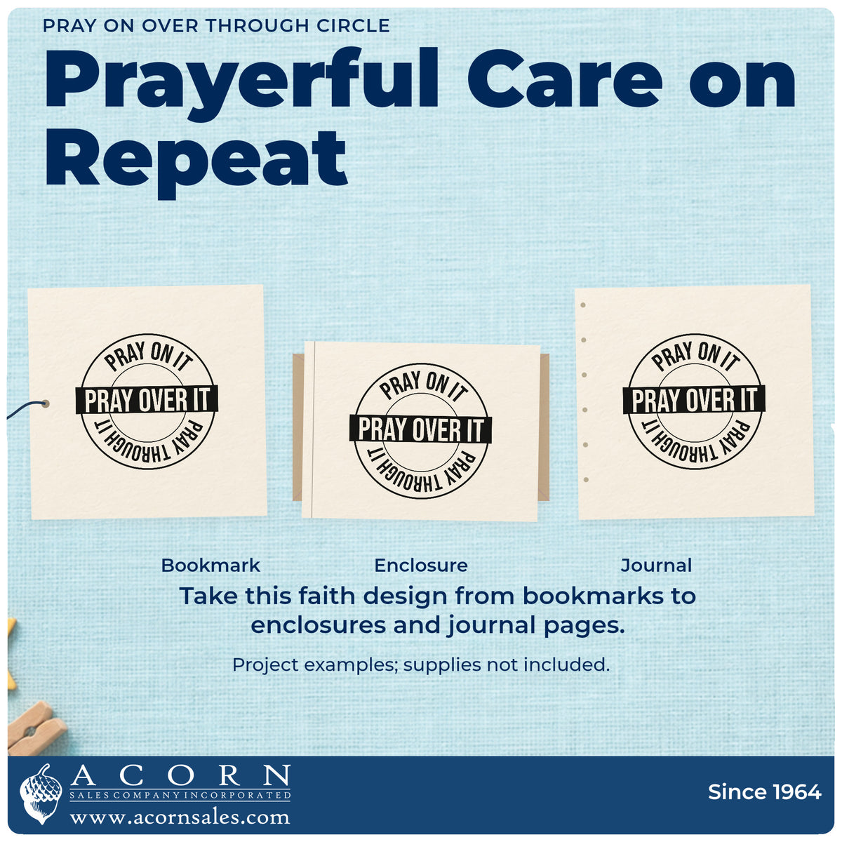 Three project examples made with the Pray On It, Pray Over It, Pray Through It Circular Layout Slim Pre-Inked Stamp, including decision pages.