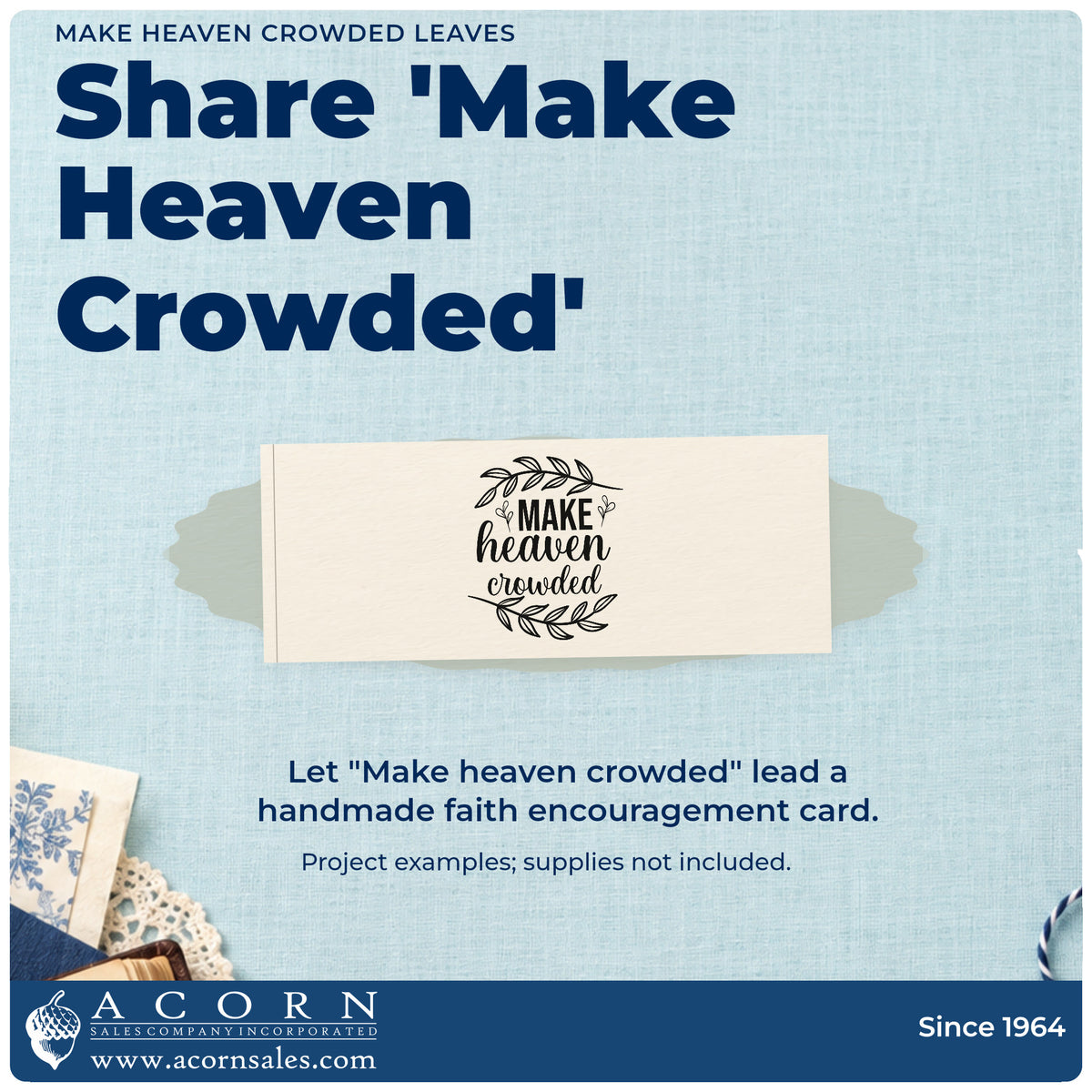A finished handmade project stamped with the Make Heaven Crowded Leafy Branches PSI Pre-Inked Stamp, ideal for missionary support gifts.