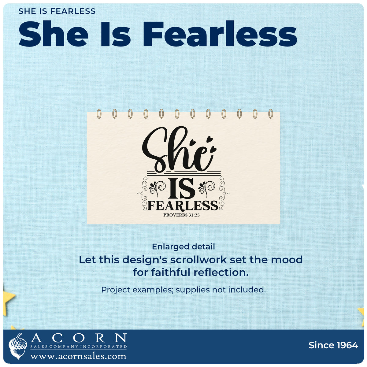 She Is Fearless Rubber Stamp – Duo Hand design shown close up for craft and DIY project inspiration.