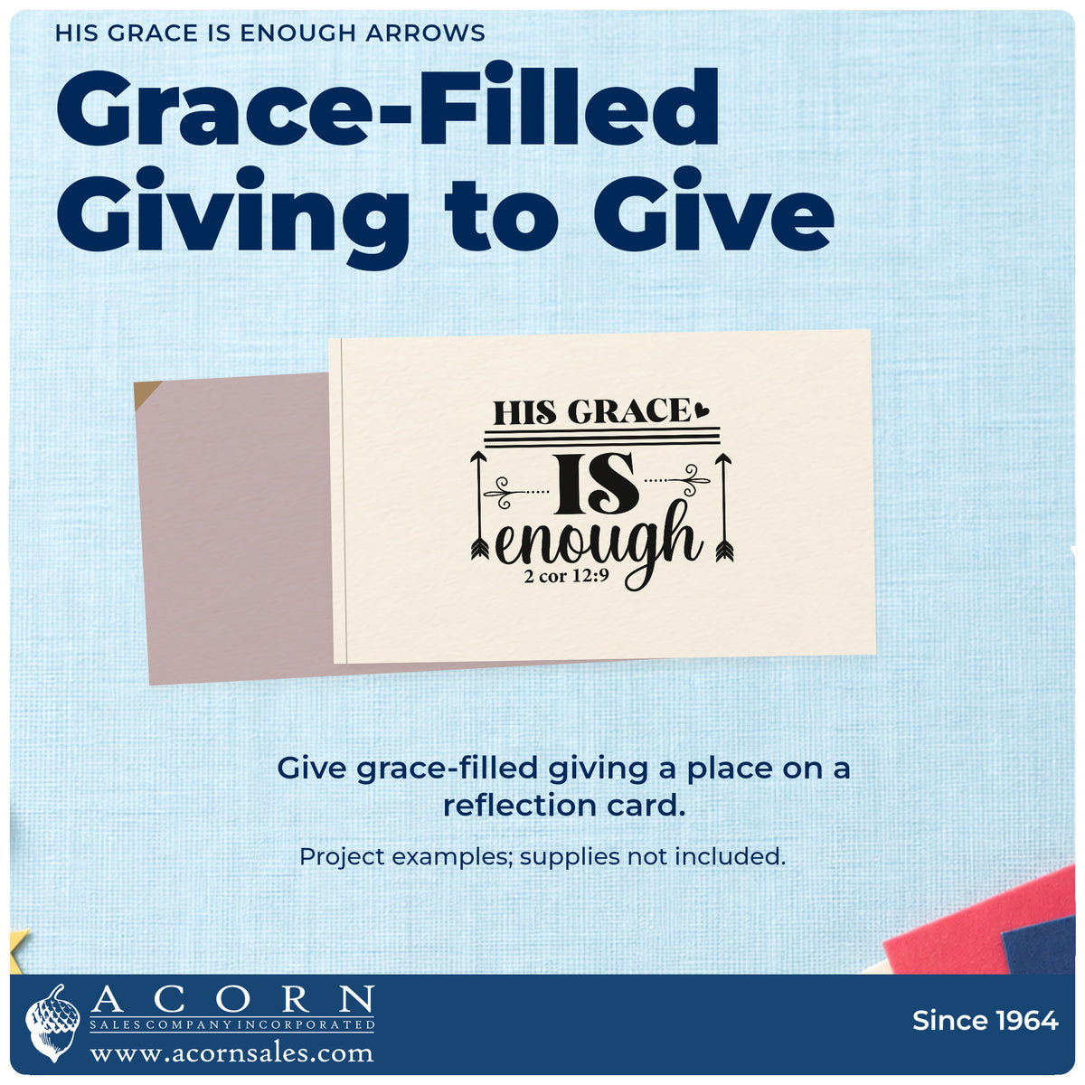 A finished handmade project stamped with the His Grace Is Enough Arrows Rubber Stamp – Duo Hand, ideal for chronic illness notes.
