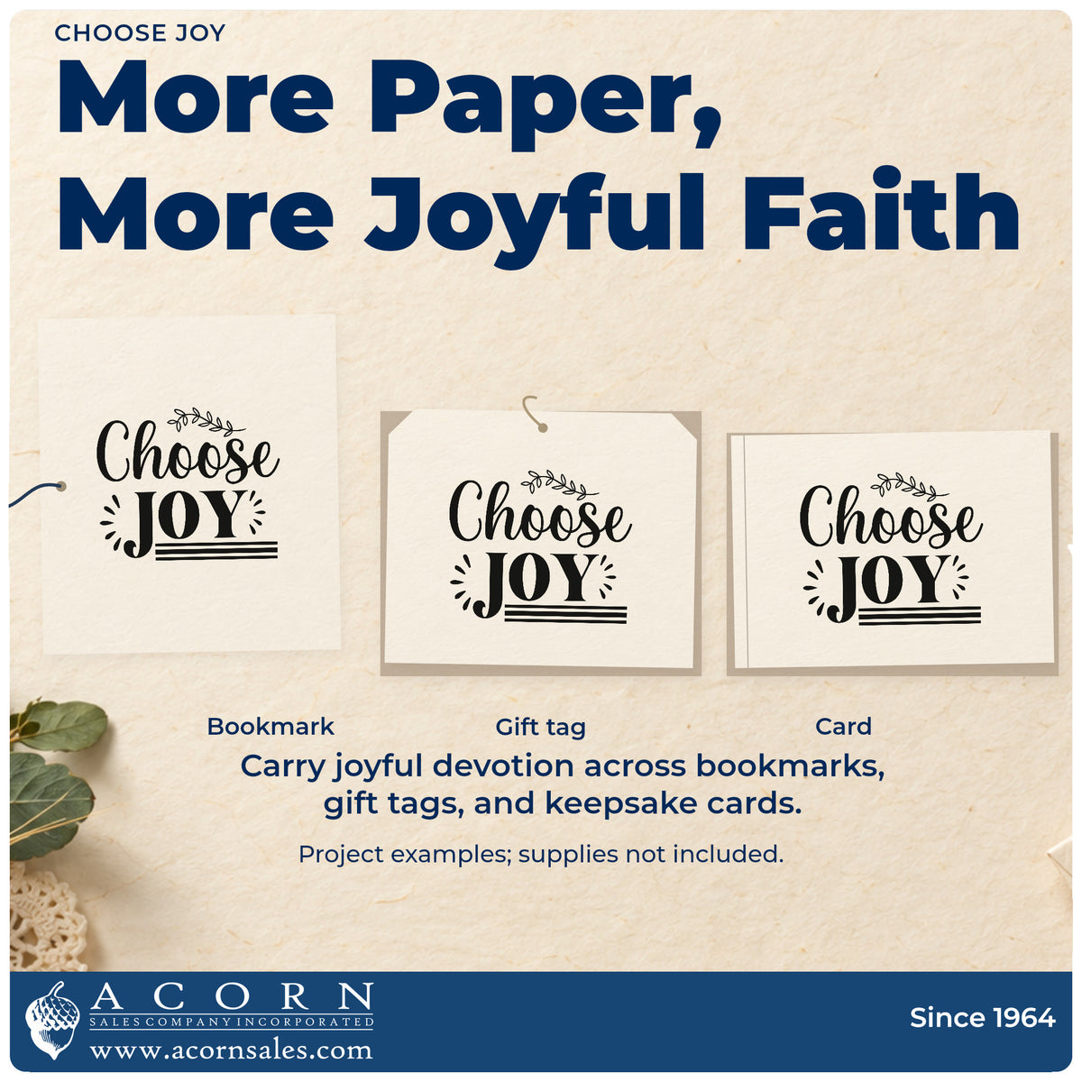 Three project examples made with the Self-Inking Choose Joy Stamp, including happy day pages.
