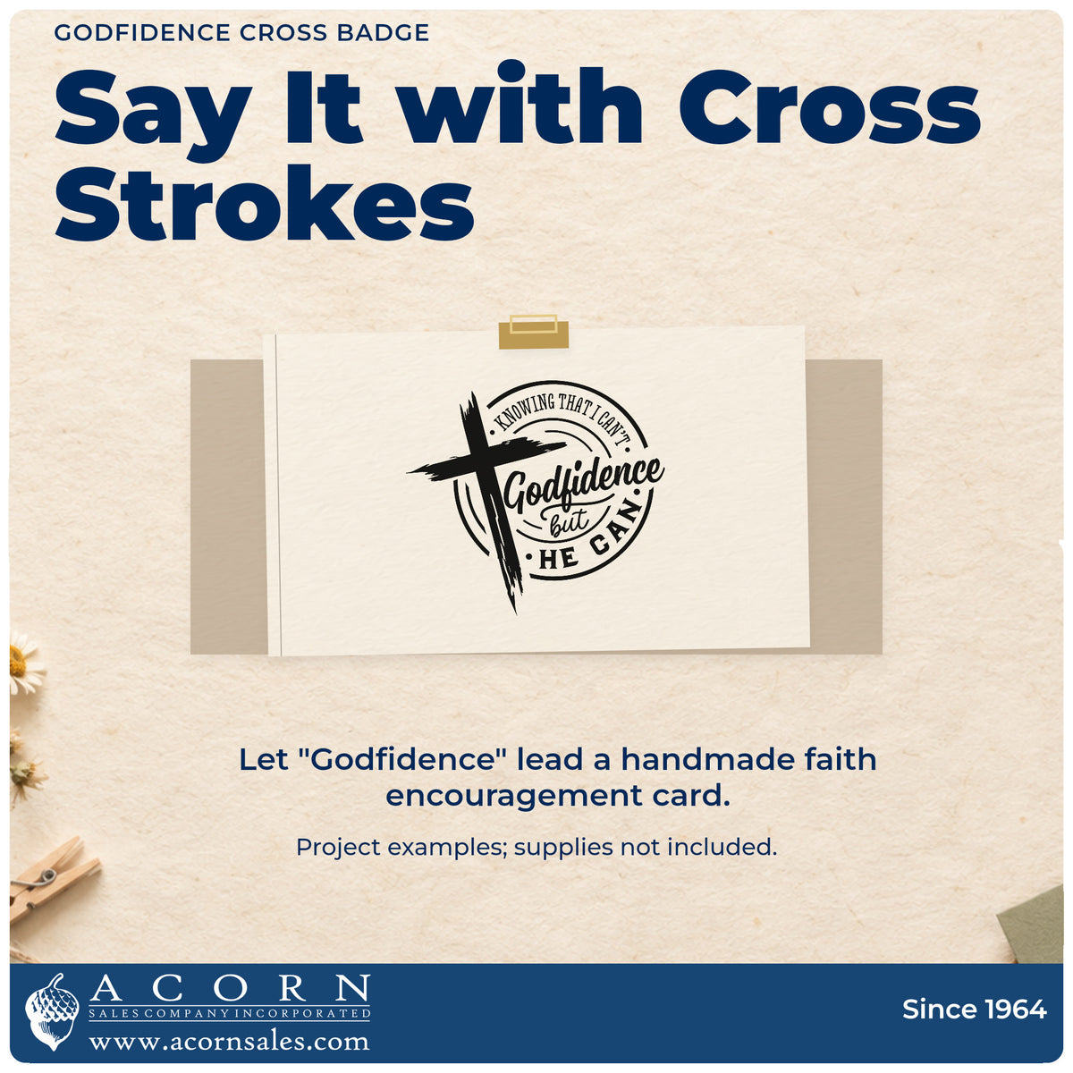 A finished handmade project stamped with the Godfidence Cross Emblem Self-Inking Stamp, ideal for round label seals.