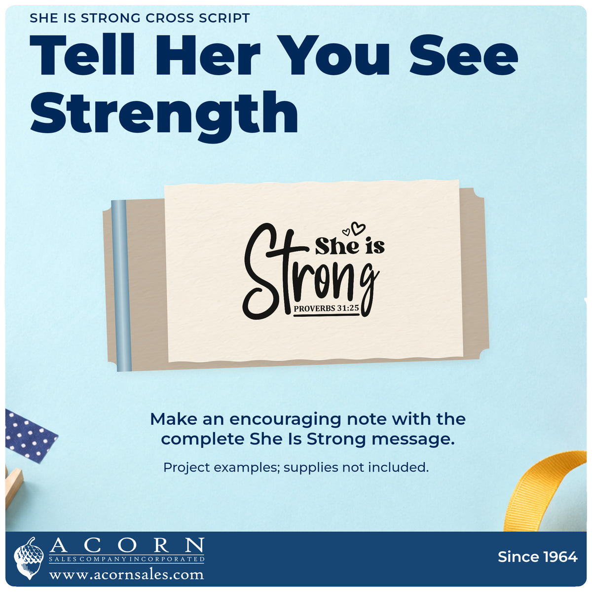 A finished handmade project stamped with the She Is Strong Cross Script Stamp – PSI Pre-Inked, ideal for mother's day gifts.