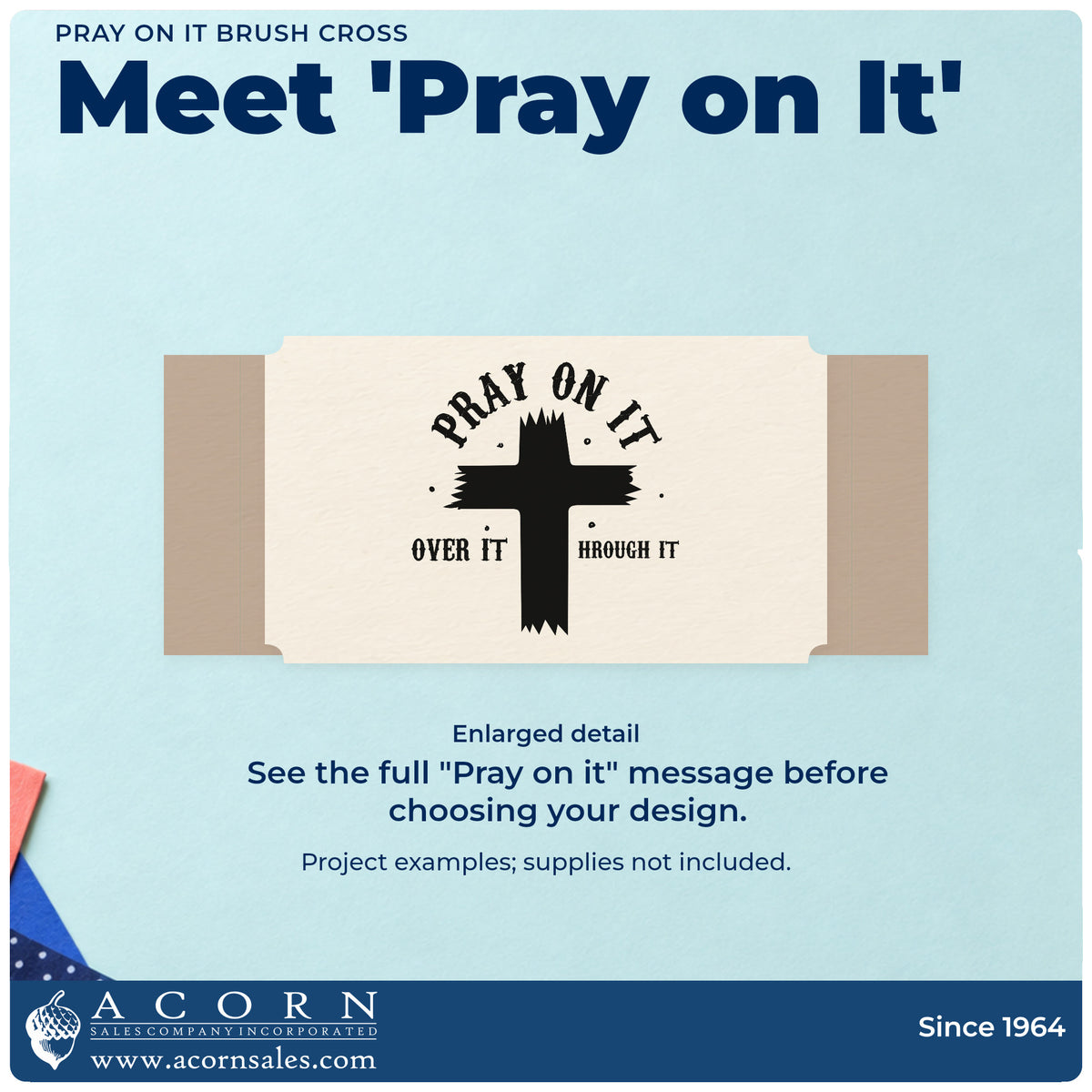 Pray On It Brush Cross Pre-Inked Stamp – PSI design shown close up for craft and DIY project inspiration.