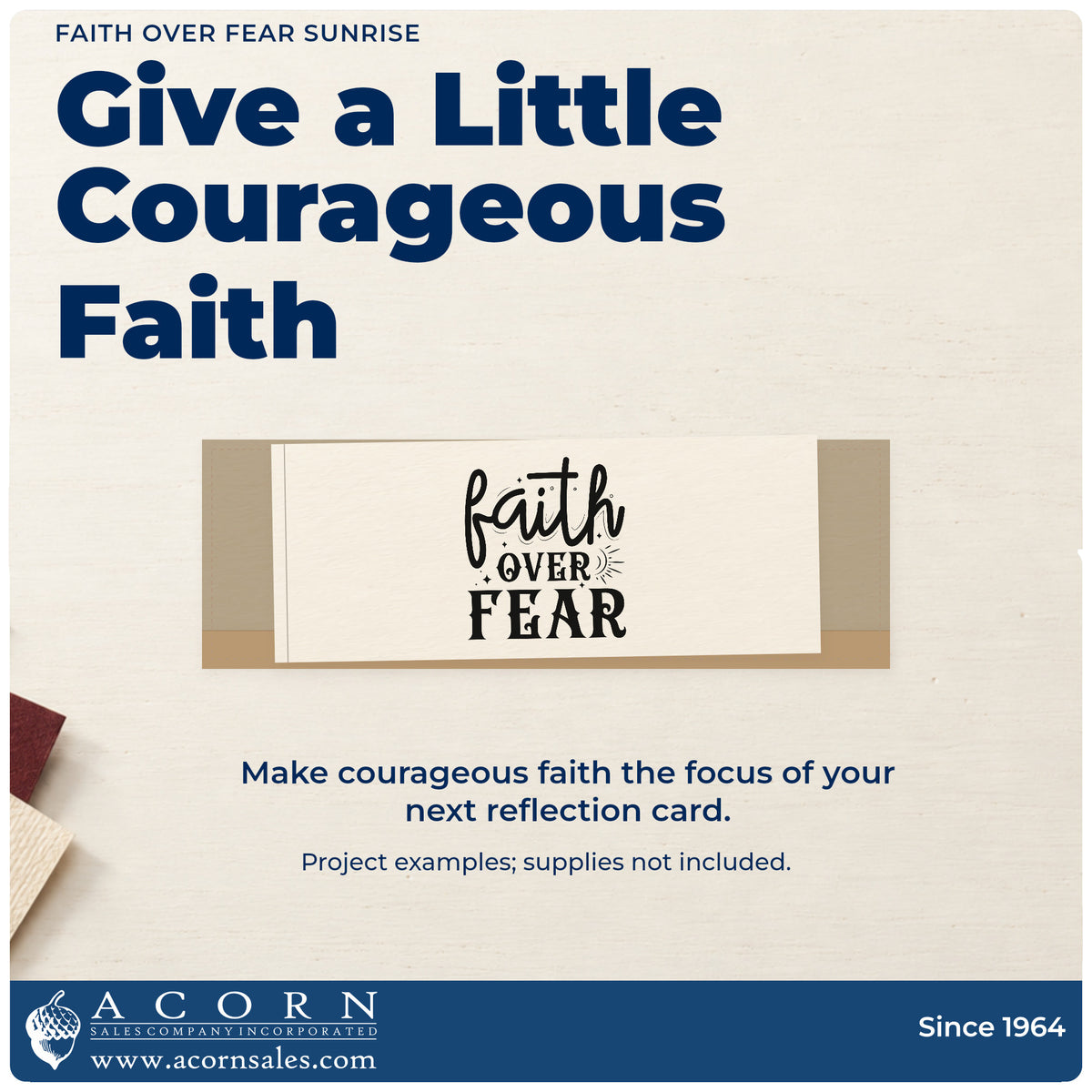 A finished handmade project stamped with the Faith Over Fear Sunburst With Sparkles Premium Wooden Stamp - Vintage Pro, ideal for surgery care tags.