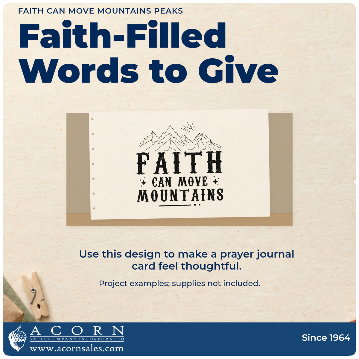 A finished handmade project stamped with the Faith Can Move Mountains Peaks Sunrise Pre-Inked Stamp – Slim, ideal for dawn hike favors.