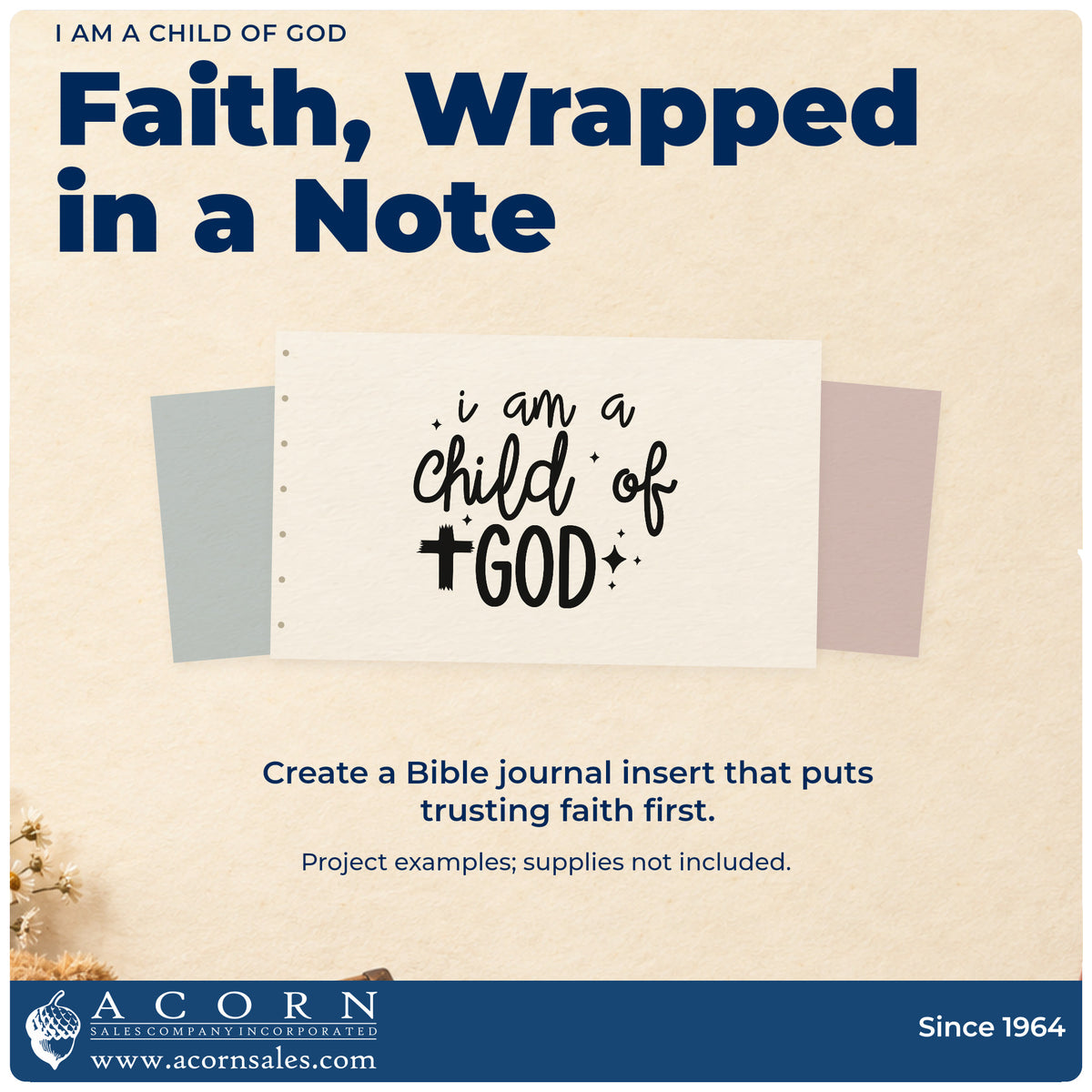 A finished handmade project stamped with the I Am A Child Of God With Cross Pre-Inked Stamp – Slim, ideal for dedication gifts.