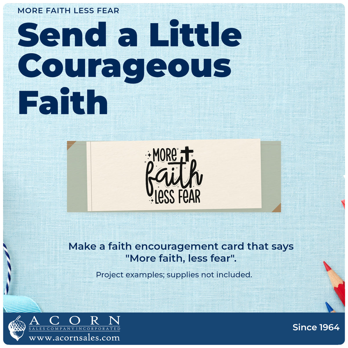 A finished handmade project stamped with the More Faith Less Fear Premium Wooden Stamp - Vintage Pro, ideal for surgery care tags.