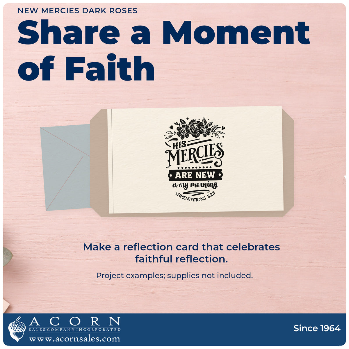 A finished handmade project stamped with the New Mercies Solid Roses Botanical Sprig Craft Stamp – Self-Inking, ideal for funeral program covers.
