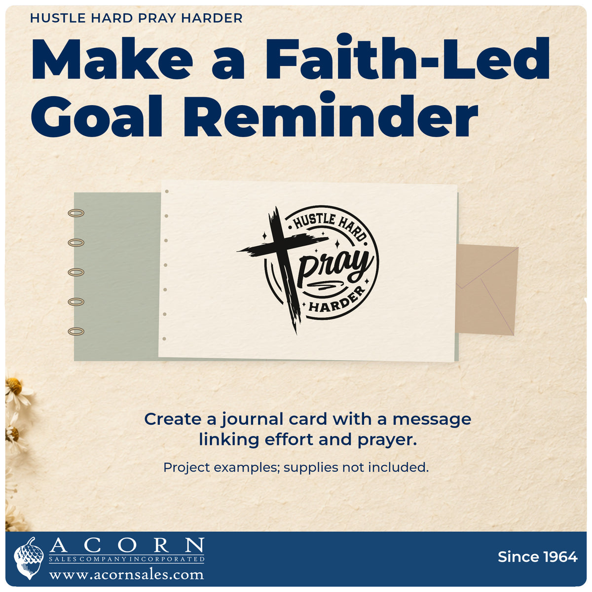 A finished handmade project stamped with the Hustle Hard, Pray Harder Brushstroke Cross Premium Wooden Stamp - Vintage Pro, ideal for small shop hang tags.