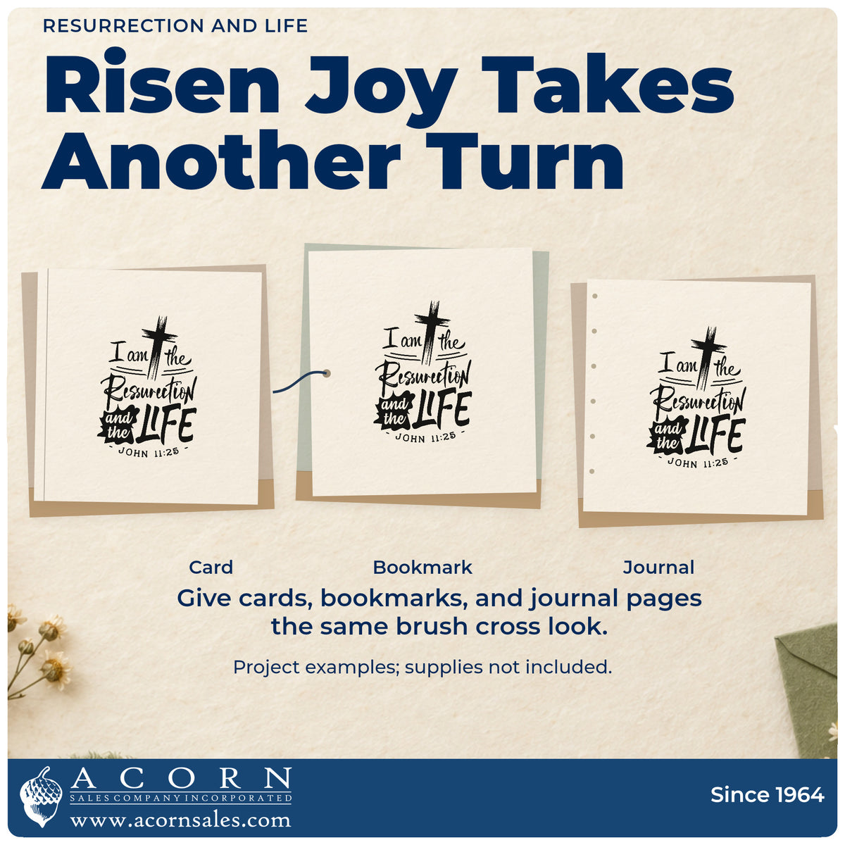 Three project examples made with the Resurrection And Life Stamp - Premium Vintage Pro Wooden, including lily pot labels.