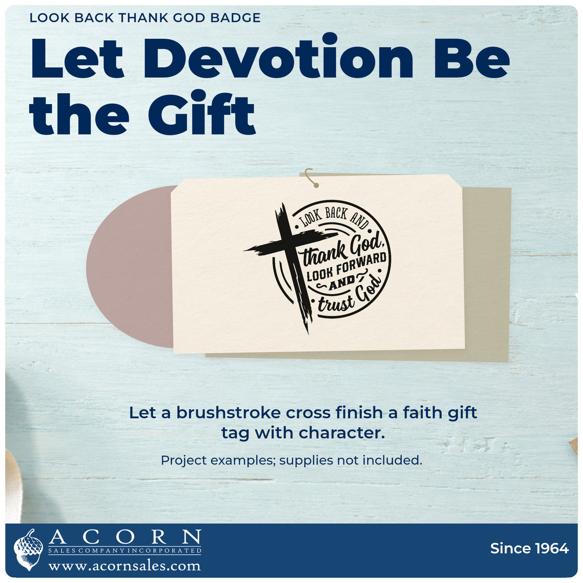 A finished handmade project stamped with the Look Back Thank God Emblem Hand Stamp – Duo, ideal for class reunion tags.