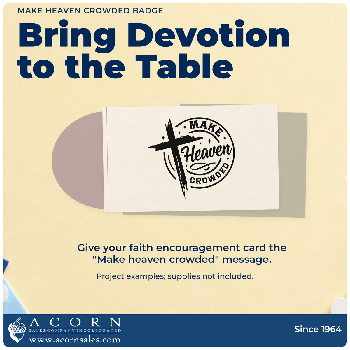 A finished handmade project stamped with the Make Heaven Crowded Badge PSI Pre-Inked Stamp, ideal for invite envelope seals.