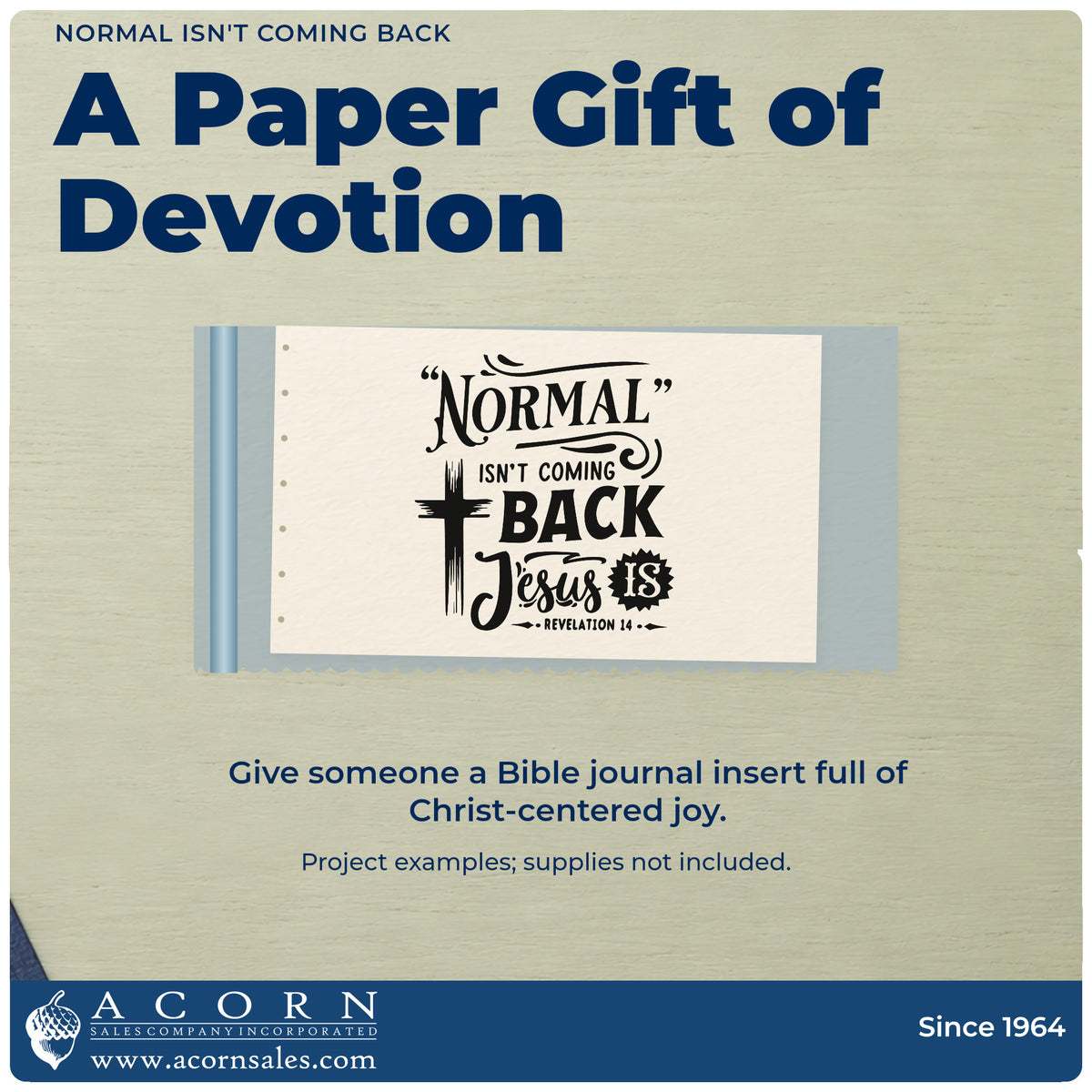 A finished handmade project stamped with the Vintage Pro Normal Isn't Coming Back, Jesus Is Premium Wooden Stamp, ideal for prophecy class pages.
