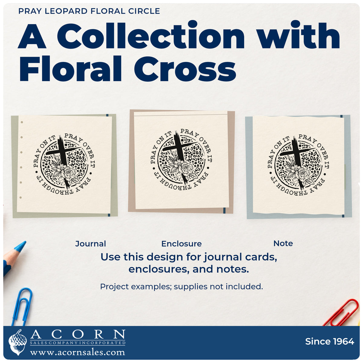 More project ideas and possibilities using the Pray Leopard Floral Circle With Cross Pre-Inked Stamp – Slim.