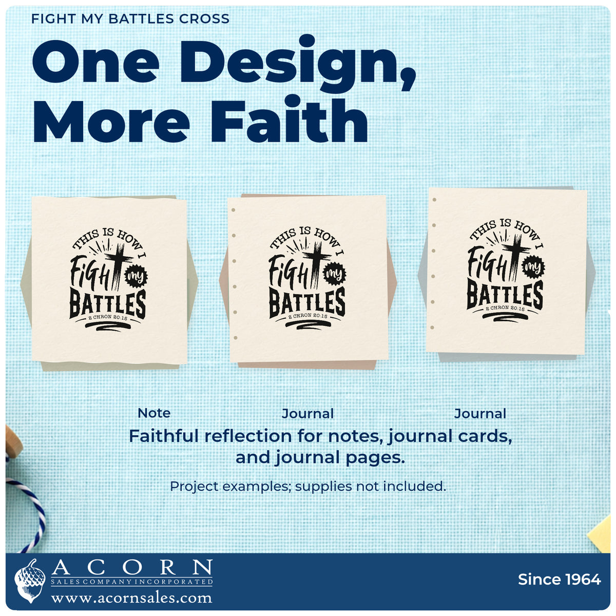 Three project examples made with the Fight My Battles Cross Pre-Inked Stamp – Slim, including prayer walk bookmarks.