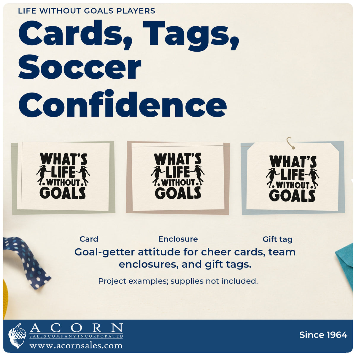 Three project examples made with the Life Without Goals Players Lettering Hand Stamp – Duo, including water bottle labels.