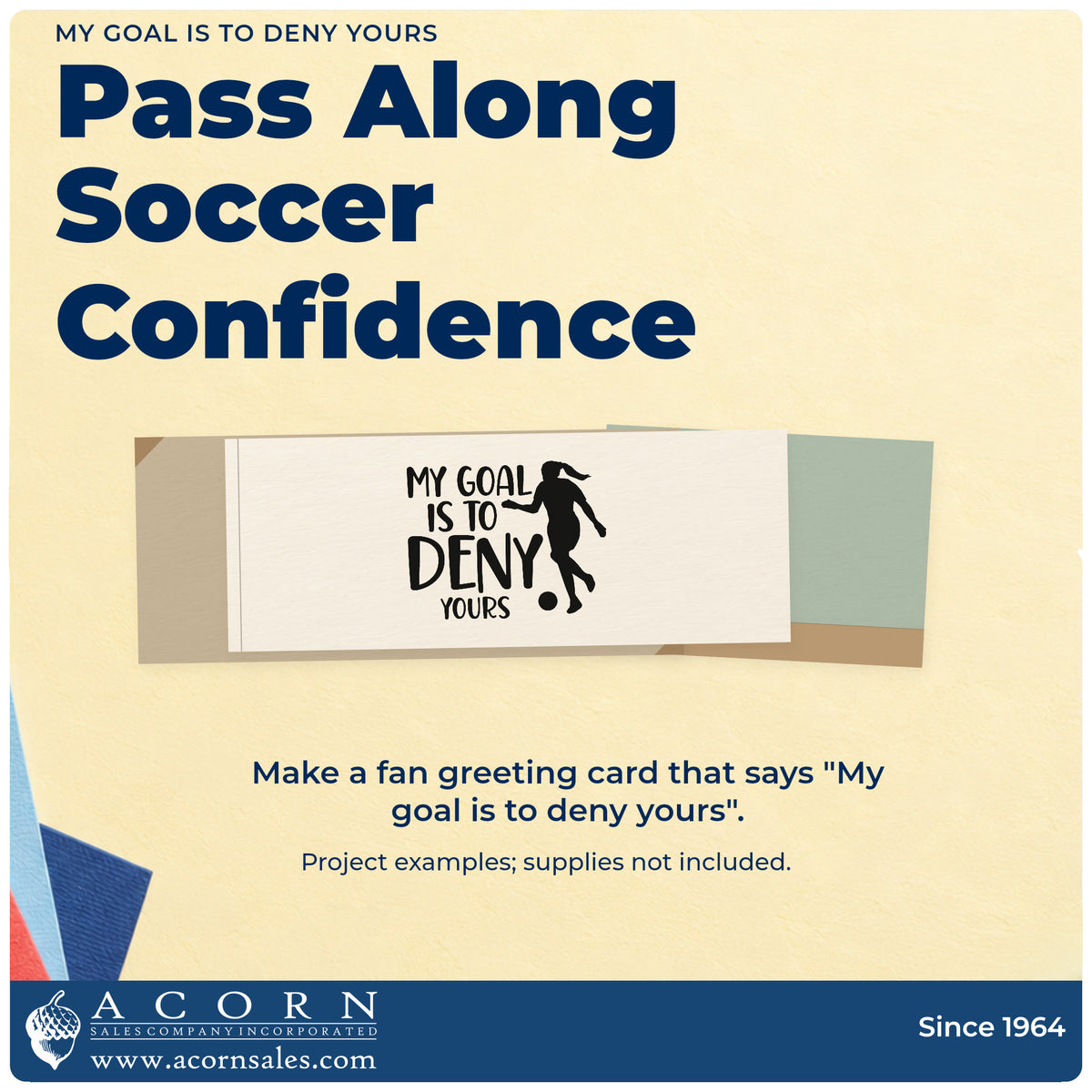 A finished handmade project stamped with the Vintage Pro Deny Your Goal Soccer Lettering Premium Wooden Stamp, ideal for keeper glove tags.