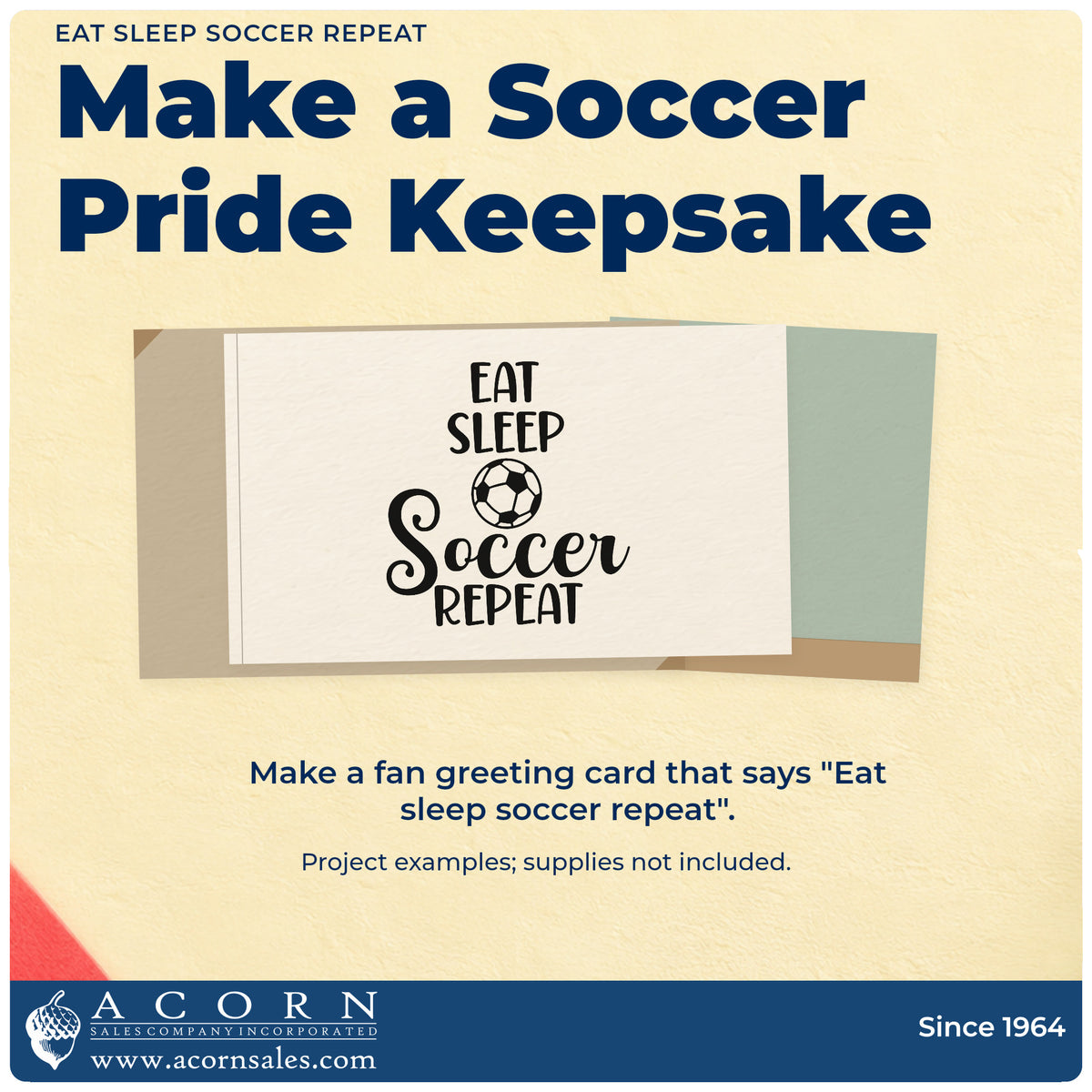 A finished handmade project stamped with the Eat Sleep Soccer Repeat Lettering Premium Wooden Stamp - Vintage Pro, ideal for meal prep tags.