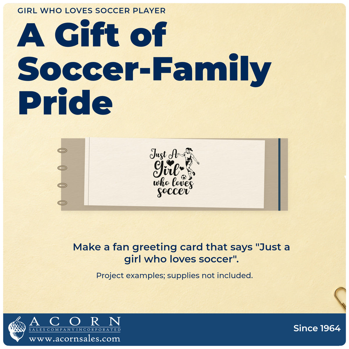 A finished handmade project stamped with the Girl Who Loves Soccer Player Pre-Inked Stamp – PSI, ideal for birthday party tags.