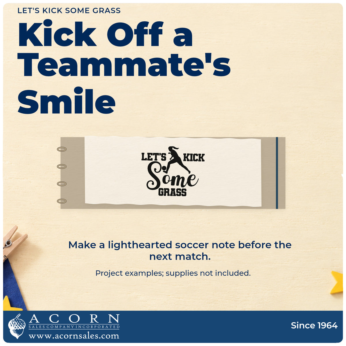 A finished handmade project stamped with the Let's Kick Some Grass Script Lettering Pre-Inked Stamp – Slim, ideal for pregame snack tags.