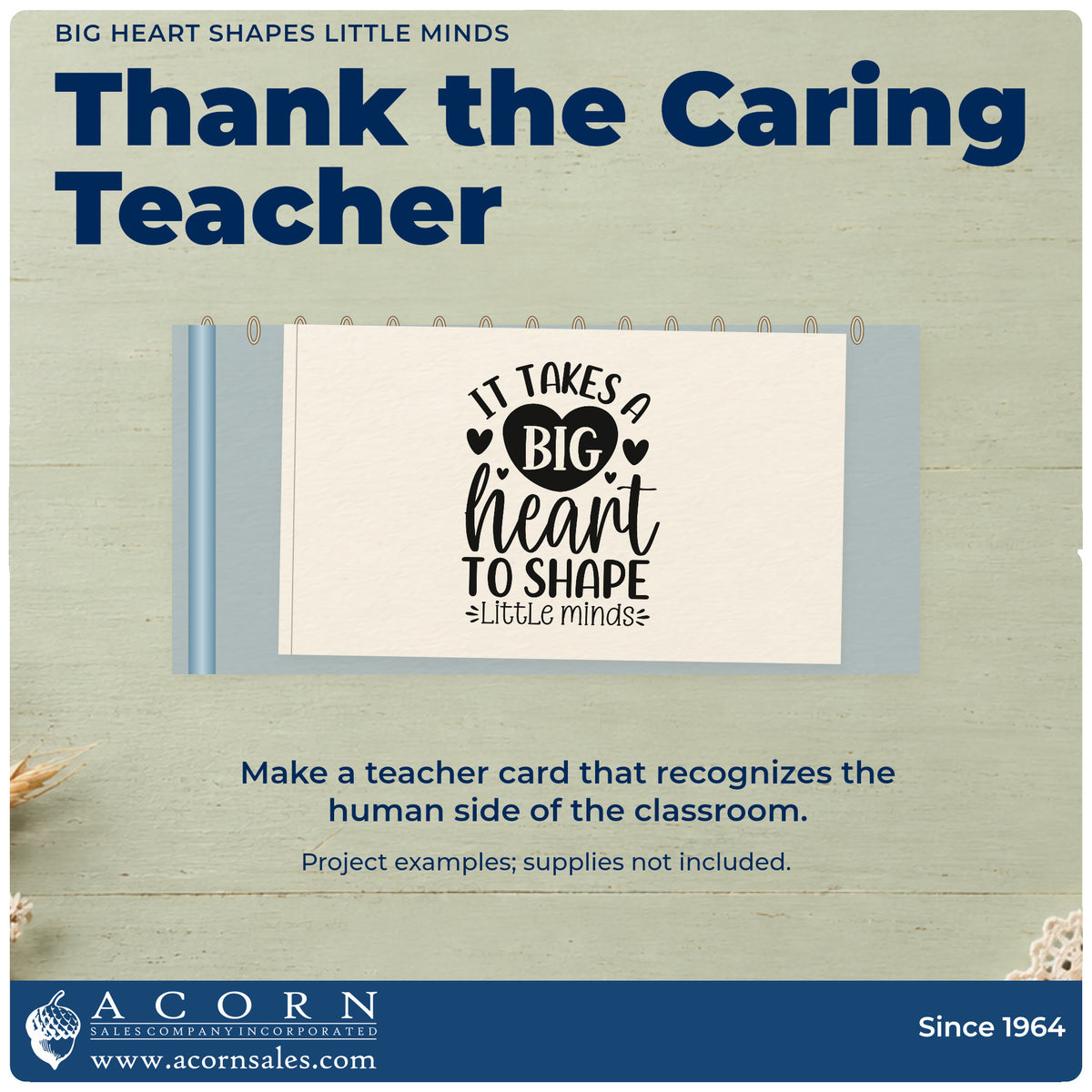 A finished handmade project stamped with the Big Heart Little Minds Teaching Lettering Slim Pre-Inked Stamp, ideal for preschool gift tags.