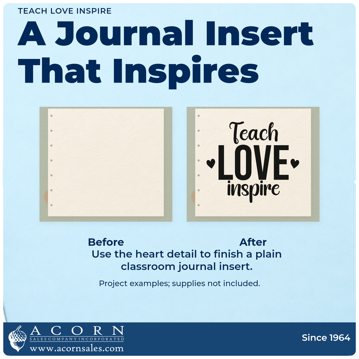 Before and after of a plain item finished with the Teach Love Inspire With Hearts Hand Stamp – Duo, a quick upgrade for snack drawer labels.