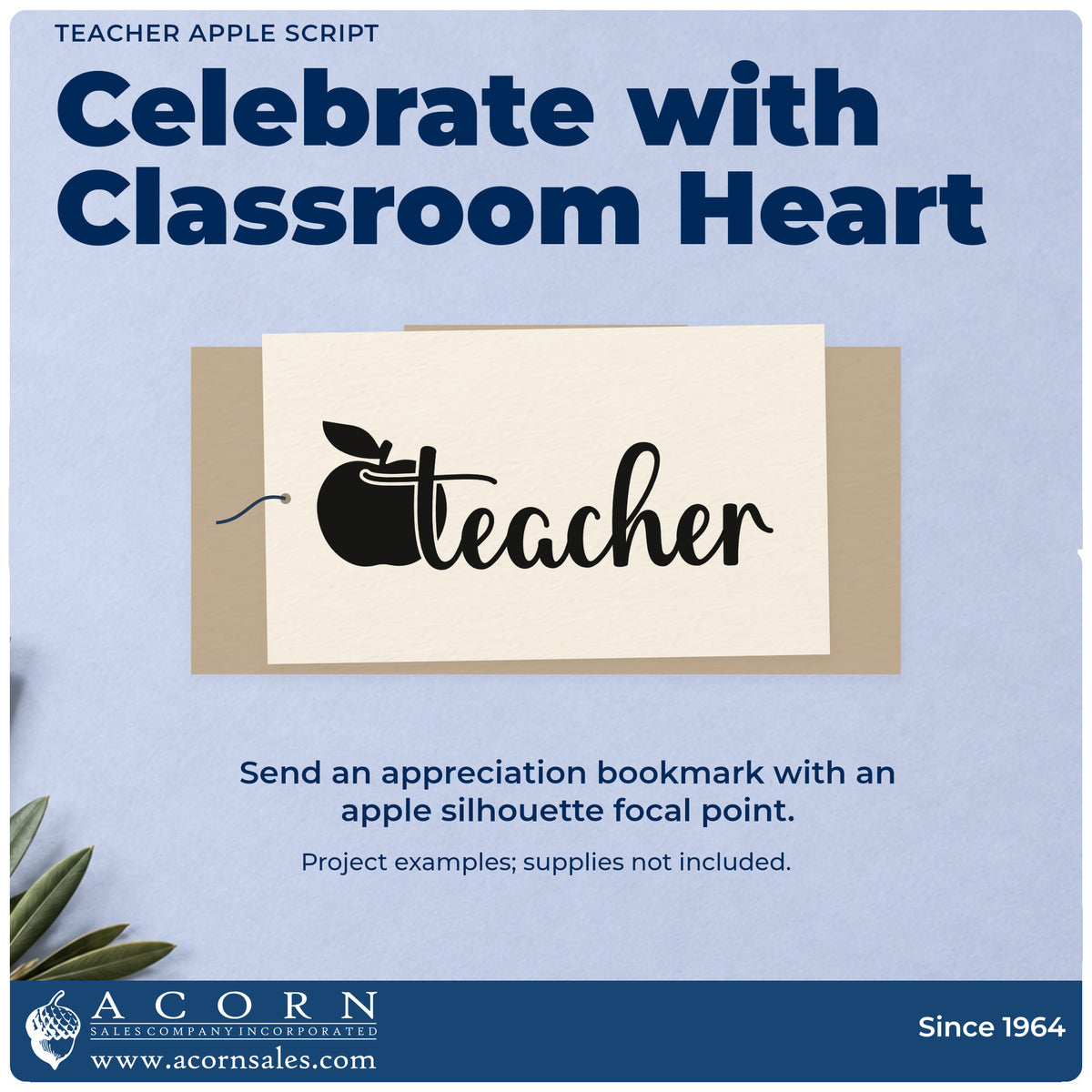 A finished handmade project stamped with the Teacher Apple Flourish Slim Pre-Inked Stamp, ideal for name plate tags.