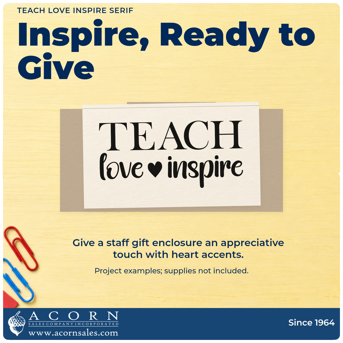 A finished handmade project stamped with the Teach Love Inspire Serif Rubber Stamp – Duo Hand, ideal for pinning ceremony tags.