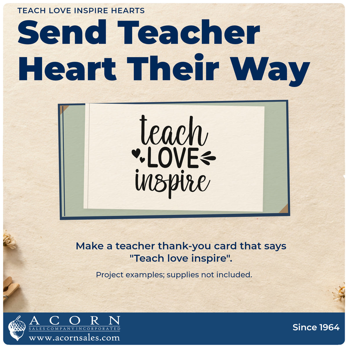 A finished handmade project stamped with the Self-Inking Teach Love Inspire Stamp, ideal for paint jar tags.