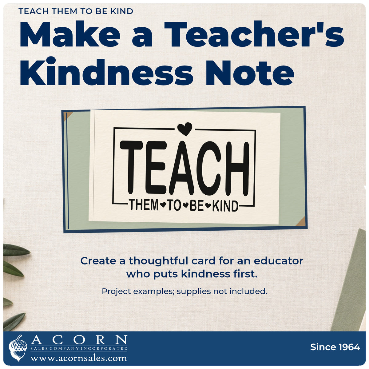 Finished handmade project created with the Slim Pre-Inked Teach Them To Be Kind Stamp.